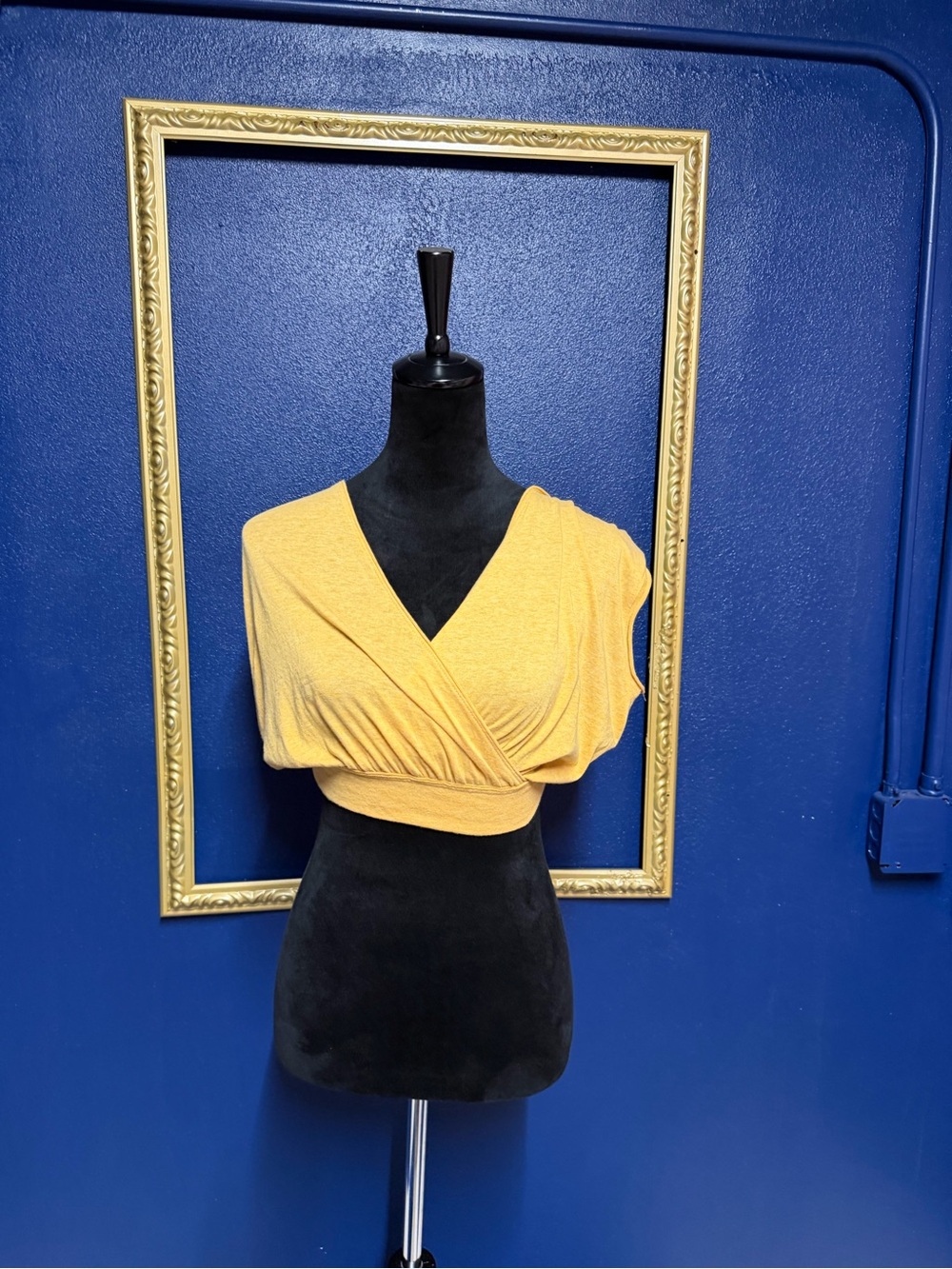 We The Free Mustard Yellow Wrap Crop Top